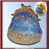 Image 1 : Antique Blue Purse Box Swarovski Crystals Gold Jewelry Trinket
