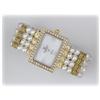 Image 1 : Genuine Pearl Bangle Watch Simulated Diamond NEW