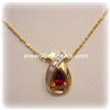 Image 1 : 18" Yellow Gold GARNET Diamond Necklace Genuine