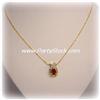 Image 2 : 18" Yellow Gold GARNET Diamond Necklace Genuine