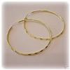 Image 1 : 2.5" Solid 14K Gold Diamond Cut Hoop Earrings 4G