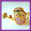 Image 1 : Watering Can Garden Box Swarovski Crystals Gold Jewelry