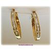 Image 1 : 1" DIAMOND HOOPS Earrings 14K GOLD Genuine YG