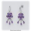 Image 2 : Sterling Silver Amethyst Flower Earrings REAL