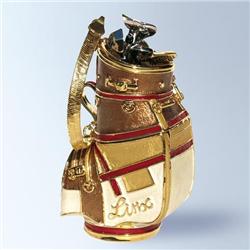 Golf Bag Box Swarovski Crystals Gold Jewelry Trinket