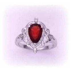 Solid Sterling Silver Ring Garnet Diamonds 7