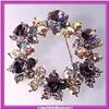 Image 1 : Flowered Wreath Pin Brooch Gold Swarovski Crystals