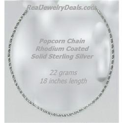Solid Sterling Silver Chain 18" Popcorn Necklace 22g Heavy