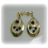 Image 1 : Solid 14K GOLD Drop Dangle Earrings ONYX Long