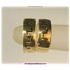 Image 1 : 14K Gold Hoops Earrings Huggies 1/2" Greek Key