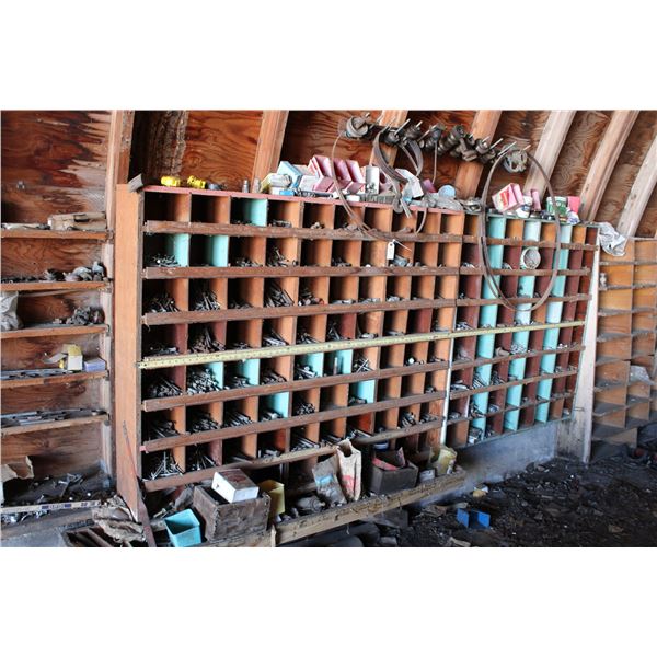 Bolt Bin with contents attached to wall