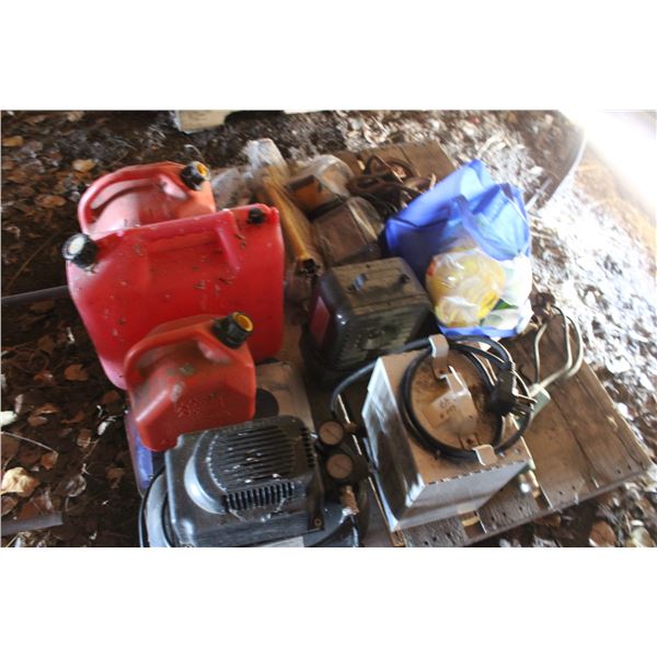 Air compressor, heater, jerry cans etc (everything on pallet)