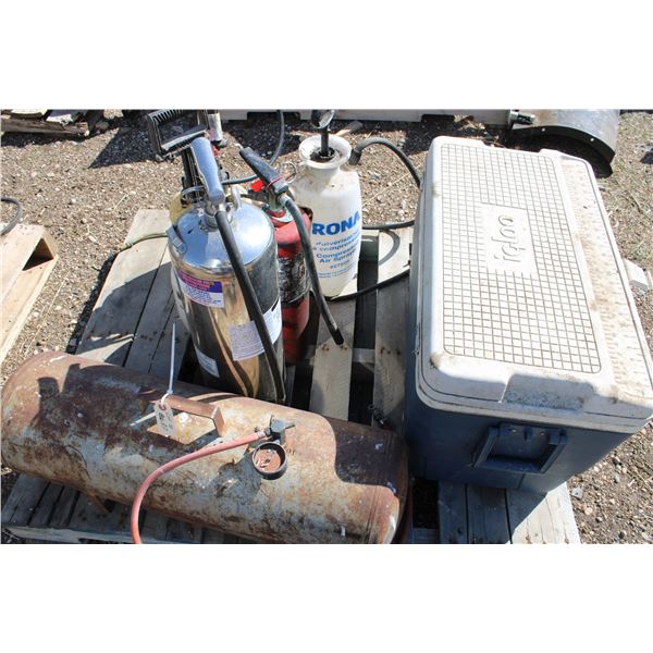 Sprayer, air tank, fire extinguisher's, cooler (everything on pallet)
