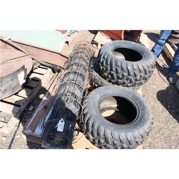 Quad tires at 25 x 10, chicken wire (everything on pallet)