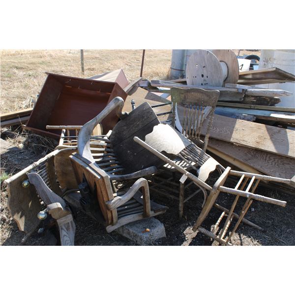 Wooden lot, old chairs, boards etc.