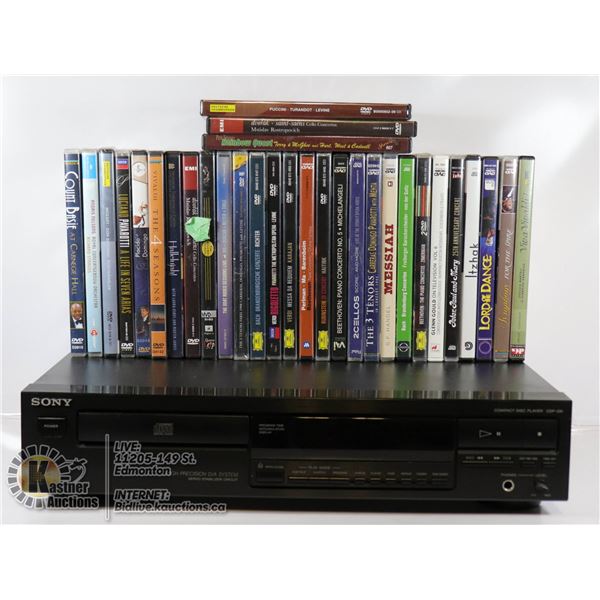 SONY VIDEO/CD PLAYER & LOT OF CLASSICAL MUSIC