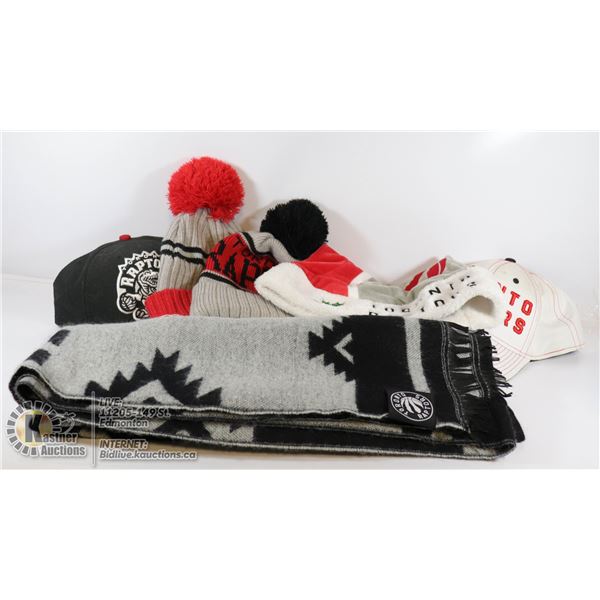 BALL CAPS/TOQUES/SCARVES- ASSORTED SPORTS TEAMS