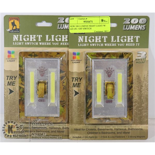 NEW 200 LUMENS NIGHT LIGHT W/ AN ON / OFF SWITCH