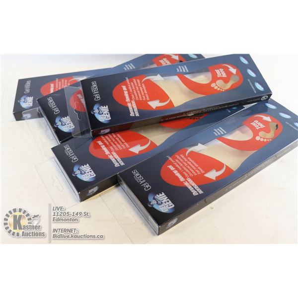 5 PAIRS OF GEL GENIE INSOLES SIZE MEDIUM