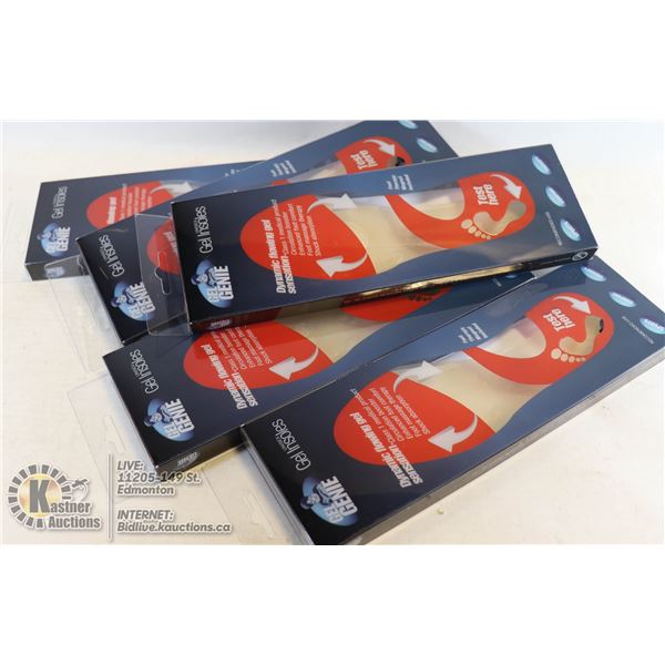5 PAIRS OF GEL GENIE INSOLES SIZE MEDIUM