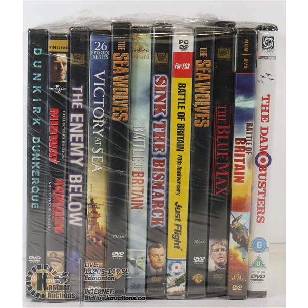 DVD WAR THEMED MOVIES- ASSORTED LOT OF 12