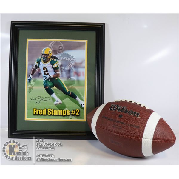 EDMONTON ESKIMOS "FRED STAMPS" FRAMED PICTURE