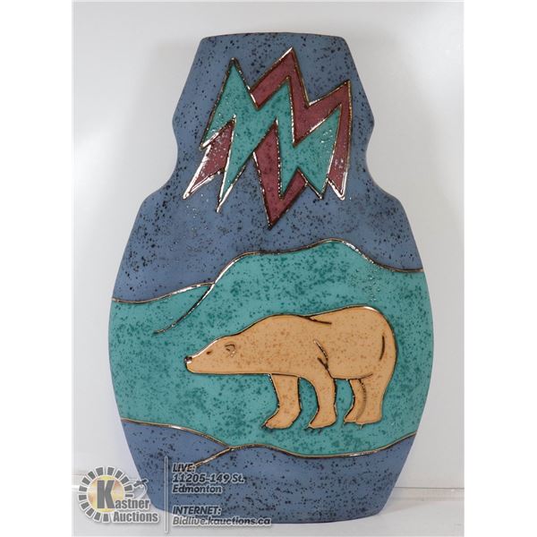 INUIT HAND MADE LARGE POTTERY VASE "NANOOK"