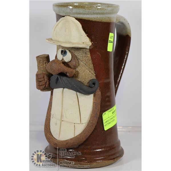 LARGE CONSTRUCTION WORKER POTTERY STEIN