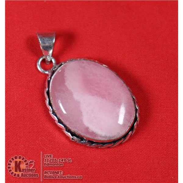 #59-NATURAL PINK ROSE QUARTZ PENDANT