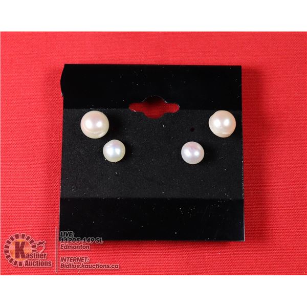 #103-FRESH WATER PEARL STUD EARRINGS 7.5mm-6.4mm