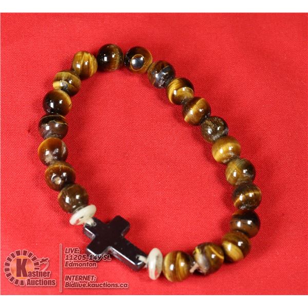 TIGER EYE CROSS BRACELET