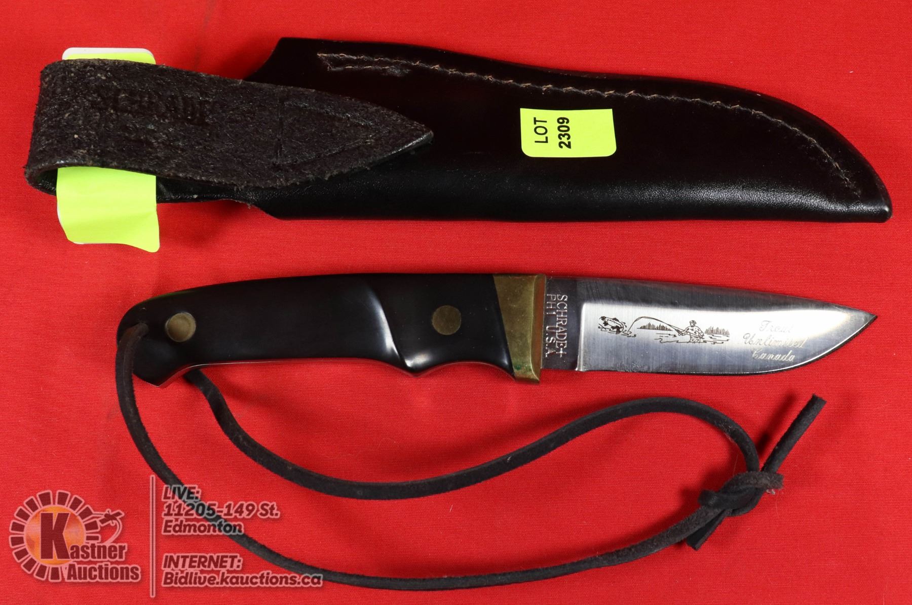 SCHRADE PH1 PRO HUNTER 1 KNIFE IN LEATHER SHEATH