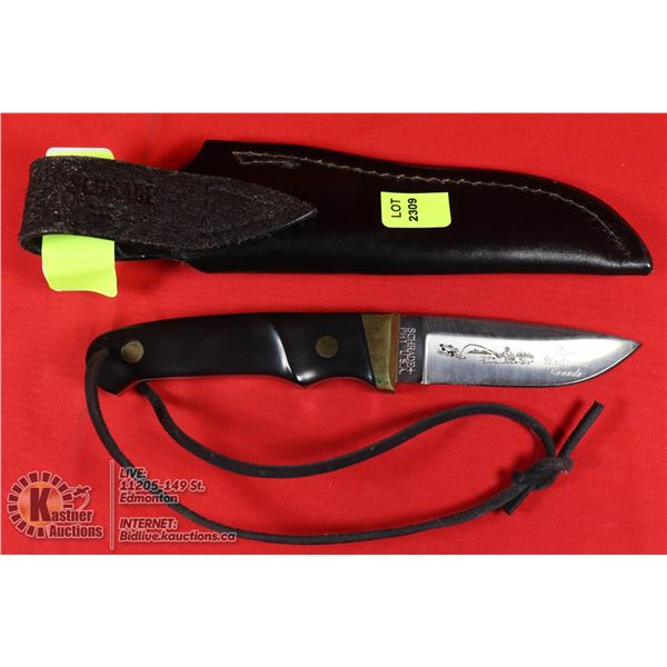 SCHRADE PH1 PRO HUNTER 1 KNIFE IN LEATHER SHEATH