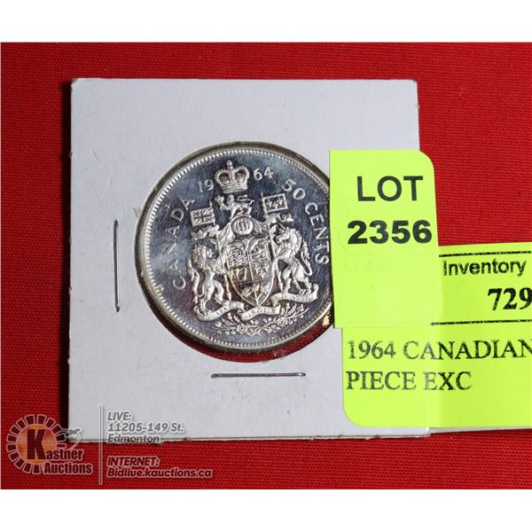 1964 CANADIAN SILVER 50 CENT PIECE EXC