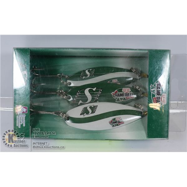 NEW 3PC SASKATCHEWAN ROUGHRIDERS LURE SET