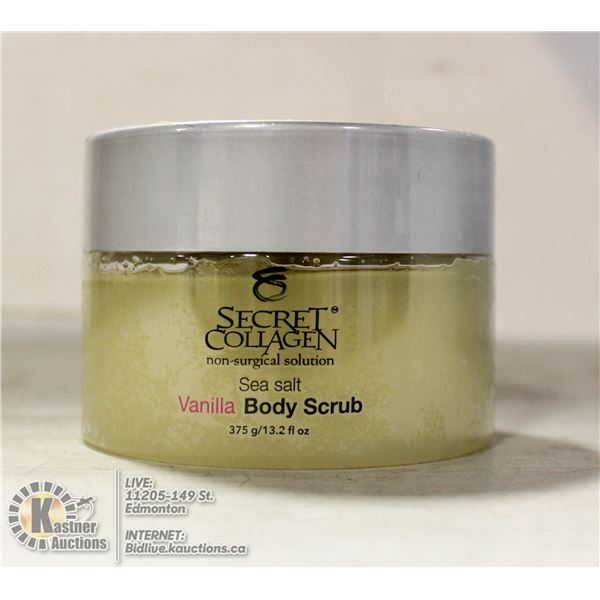 SECRET COLLAGEN SEA SALT VANILLA BODY SCRUB. 13.2