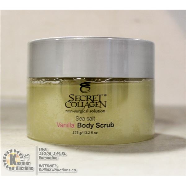 SECRET COLLAGEN SEA SALT VANILLA BODY SCRUB. 13.2