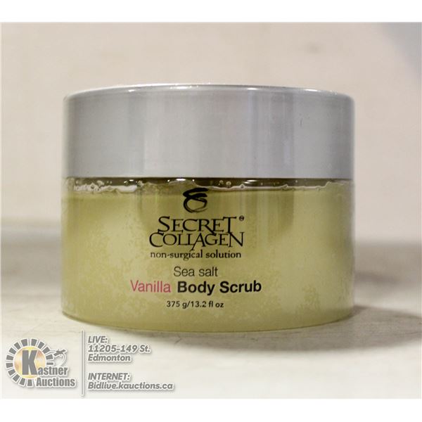 SECRET COLLAGEN SEA SALT VANILLA BODY SCRUB. 13.2