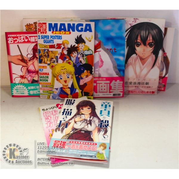 LARGE FLAT OF VARIOUS MANGA AND PHOTO BOOKS.