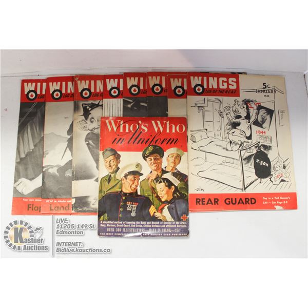FLAT OF VINTAGE "WINGS" MAGAZINES AND MORE.