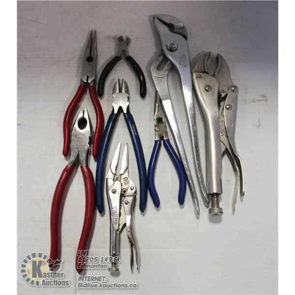 FLAT OF PLIERS AND VISE GRIPS.