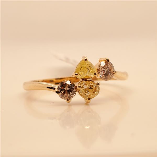 EC156-1 10K  NATURL YELLOW&BROWN DIAMOND RING