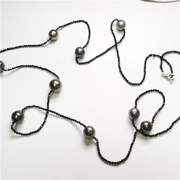EC156-34 SILVER PEARLS EVALUATION BLACK ONYX BEADS
