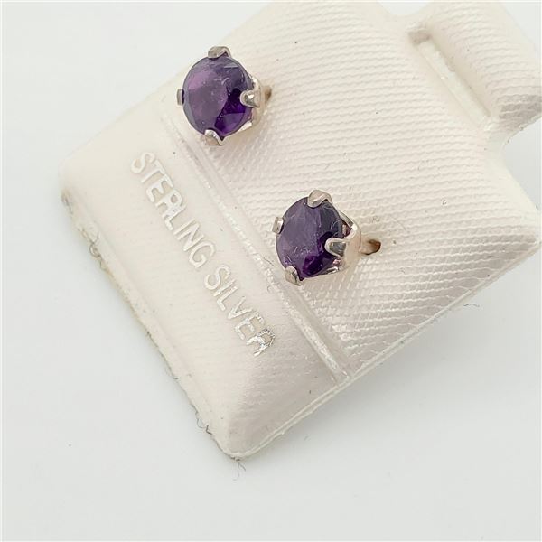 EC156-38 SILVER AMETHYST EARRINGS