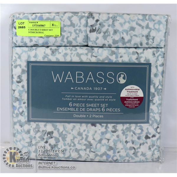 NEW 6PC DOUBLE E SHEET SET WITH ANTIMICROBIAL