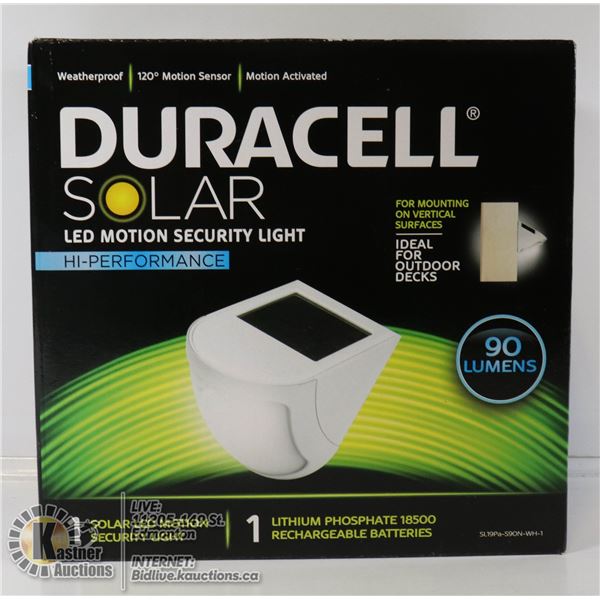 NEW DURACELL SOLAR POWER LED MOTION SECURITY LIGHT