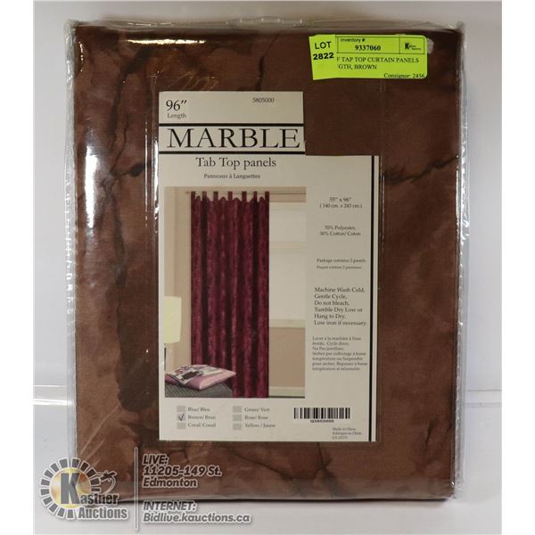 PAIR OF TAP TOP CURTAIN PANELS 96" LENGTH, BROWN