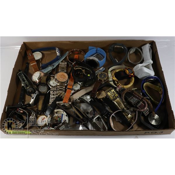 FLAT OF ASSORTED VINTAGE WATCHES SOME NEED TLC