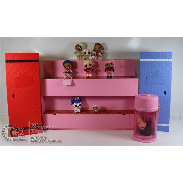 LOL / OMG DOLL DISPLAY WITH LOTS OF DOLLS AND MORE