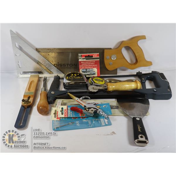 FLAT OF VARIOUS HAND TOOLS AND MORE